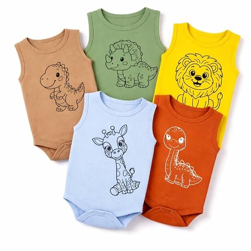 EIO Newborn Baby Cotton Romper Sleepsuit | Sleeveless Jumpsuit Bodysuit for Boys & Girls | Soft Breathable Baby Clothes Combo Pack