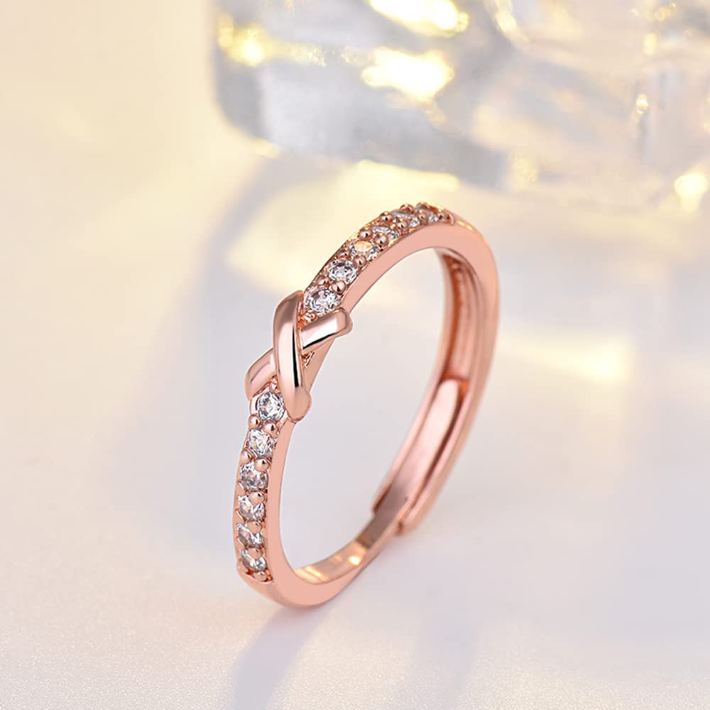 Shining Diva Fashion Latest Stylish Rose Gold Plated Adjustable Solitaire Ring for Women and Girls (11922r)