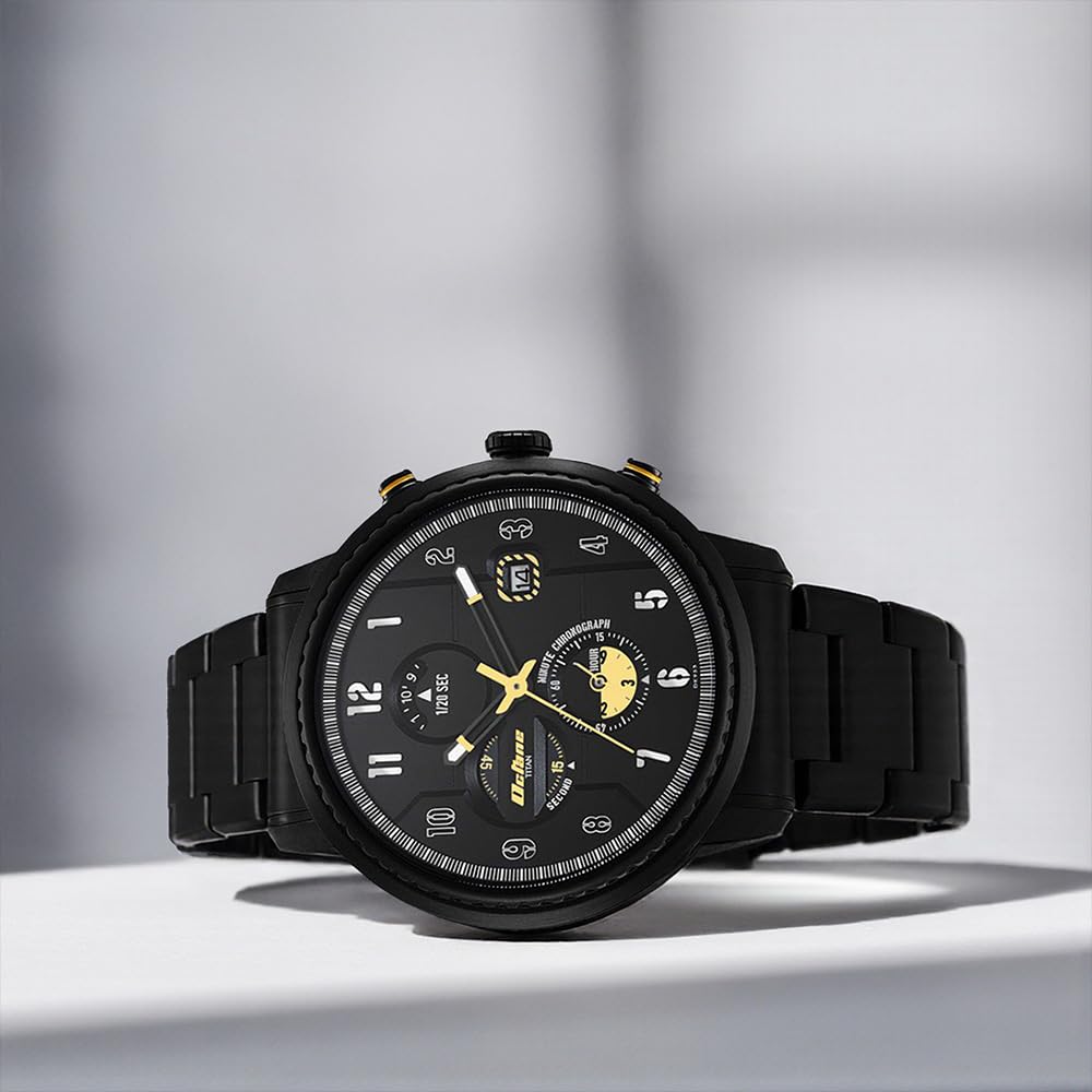 Titan Octane Aerobatics Quartz Chronograph with Date Black Dial Black Stainless Steel Strap Watch for Men - NT1857NM01