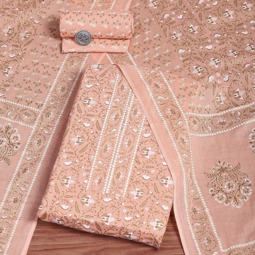 BIBA Women's Assorted Cotton Hand Block Print Unstitched Suit Set