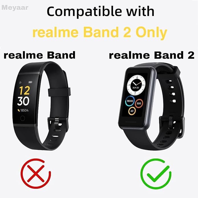 Meyaar Strap Band Only Compatible With realme Band 2 (Not For Any other Brand Watch) : (Tracker Not Included) (Strap Only) (Silicone (Red))