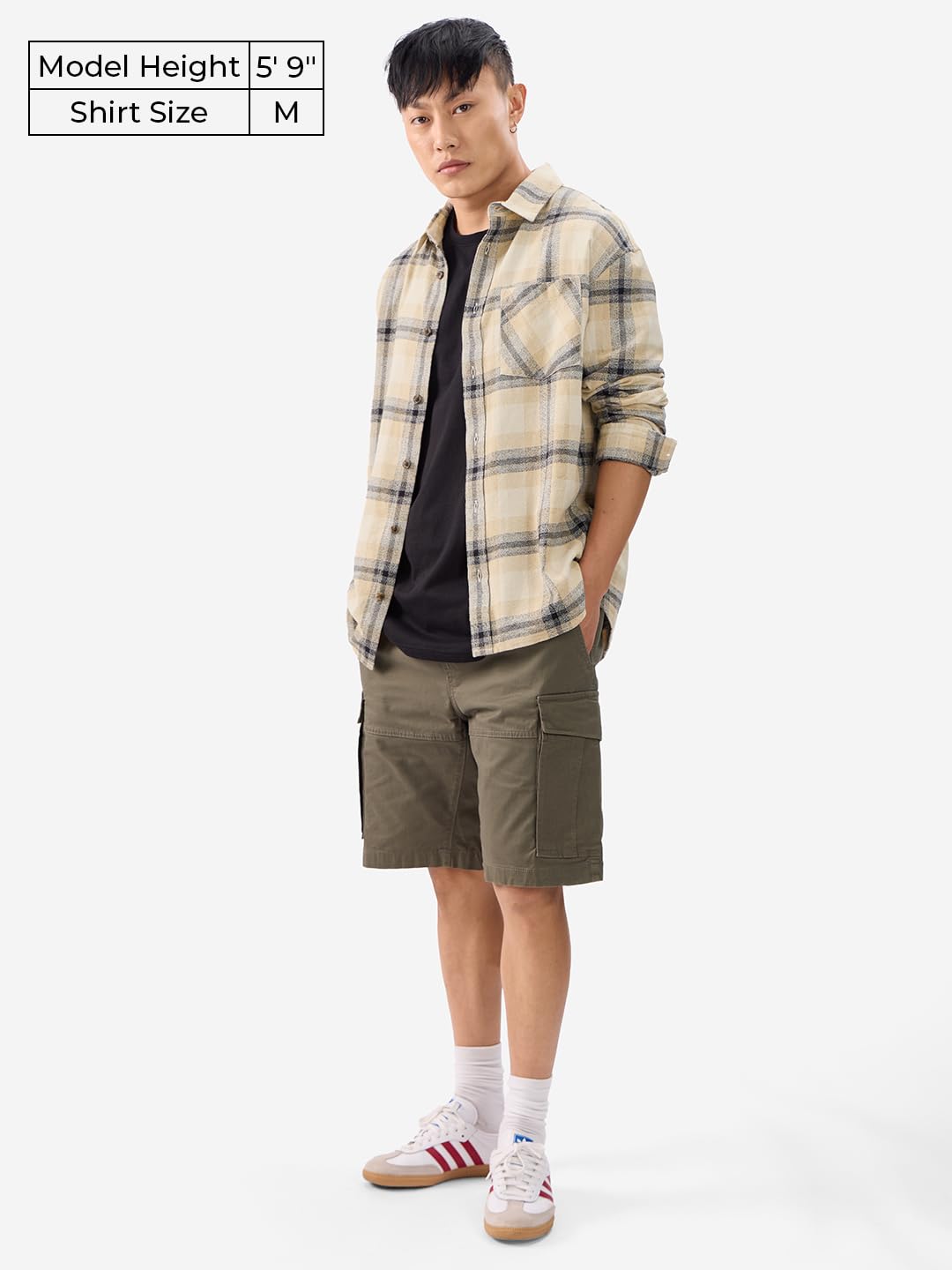 The Souled Store Plaid: Blue, White, Yellow Men and Boys Long Sleeves Collared Neck Button Front Cotton Relaxed Fit Shirts