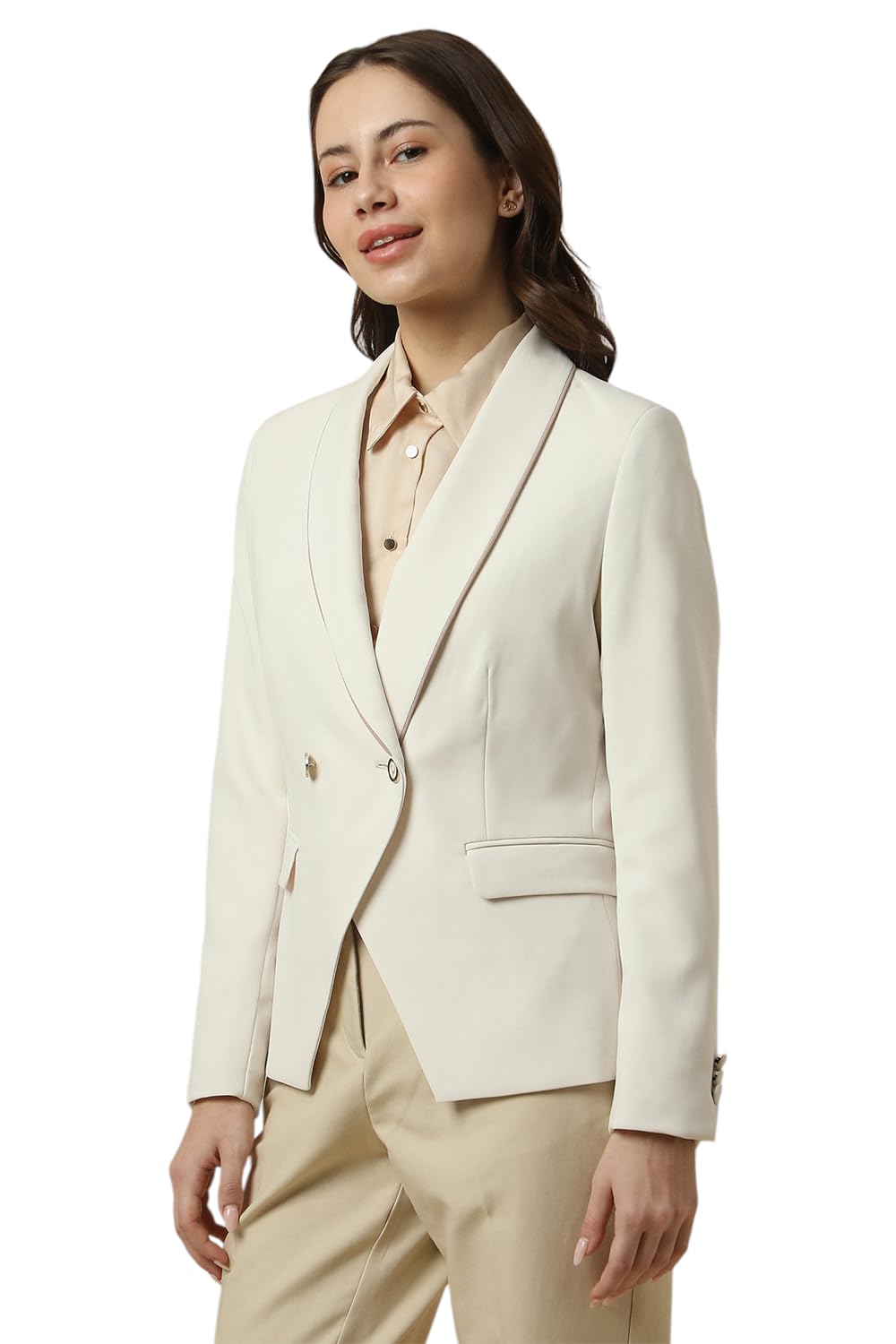Allen Solly Women Beige Regular Fit Blazer