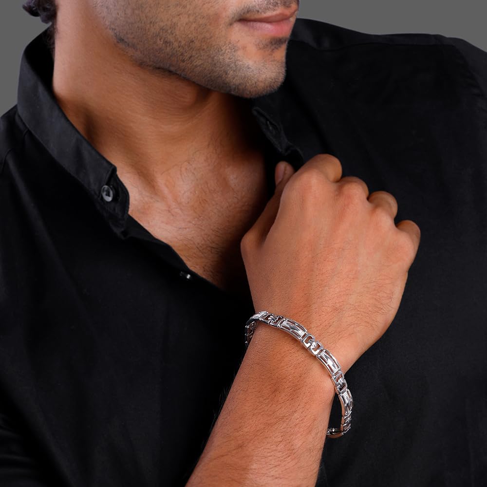 GIVA 925 Silver Classy Link Bracelet For Him | Gifts for Men & Boys | With Certificate of Authenticity and 925 Stamp | 6 Month Warranty*