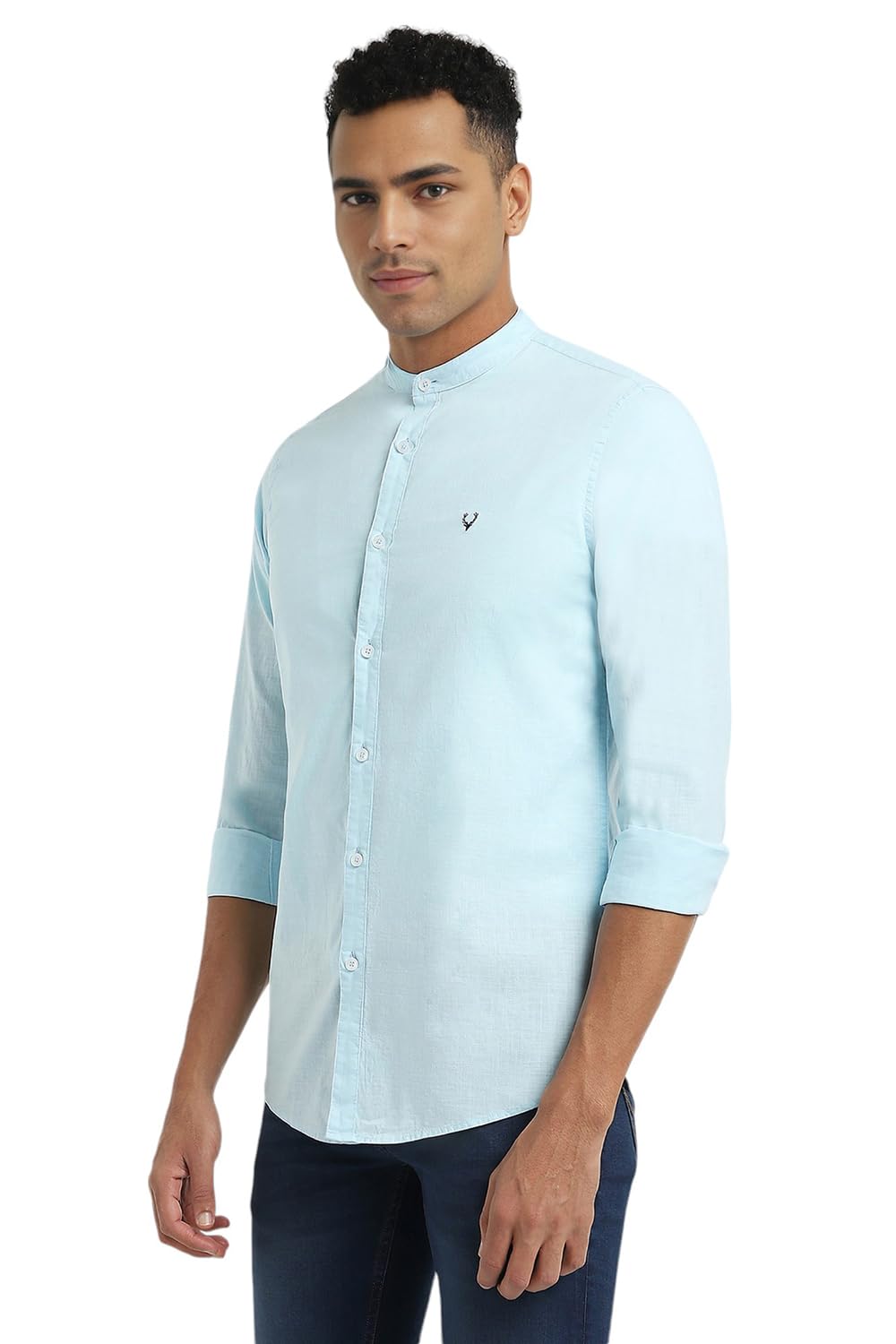Allen Solly Cotton Men's Slim FiT-Shirt (Assfwmofx67262_Sky Blue_40)
