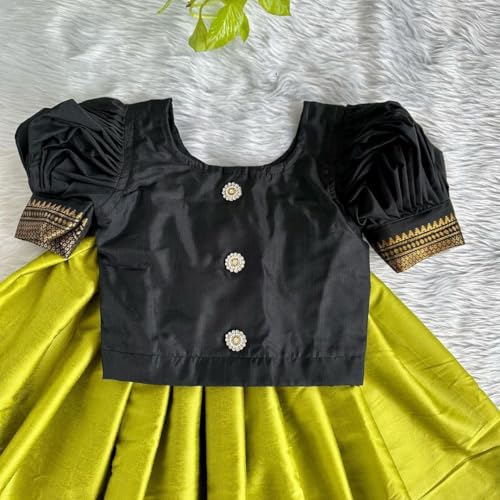 Sashay Boutique Baby Girls Art Silk Readymade Lehenga Choli And Dupatta Set/girls dresss/readymade lehenga choli set for girls (Parrot, 12 Months-18 Months)