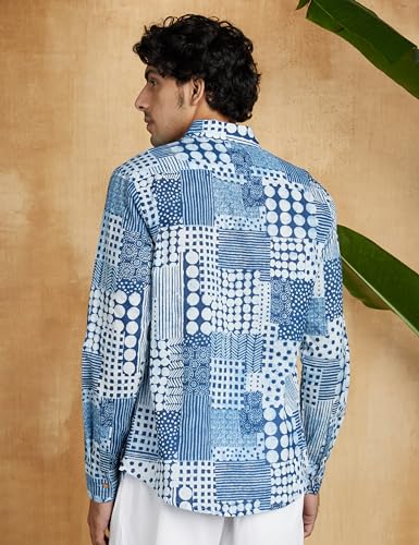 Amazon Brand - Symbol Men's Regular Fit Cotton Ethnic Shirt Indigo 2XL