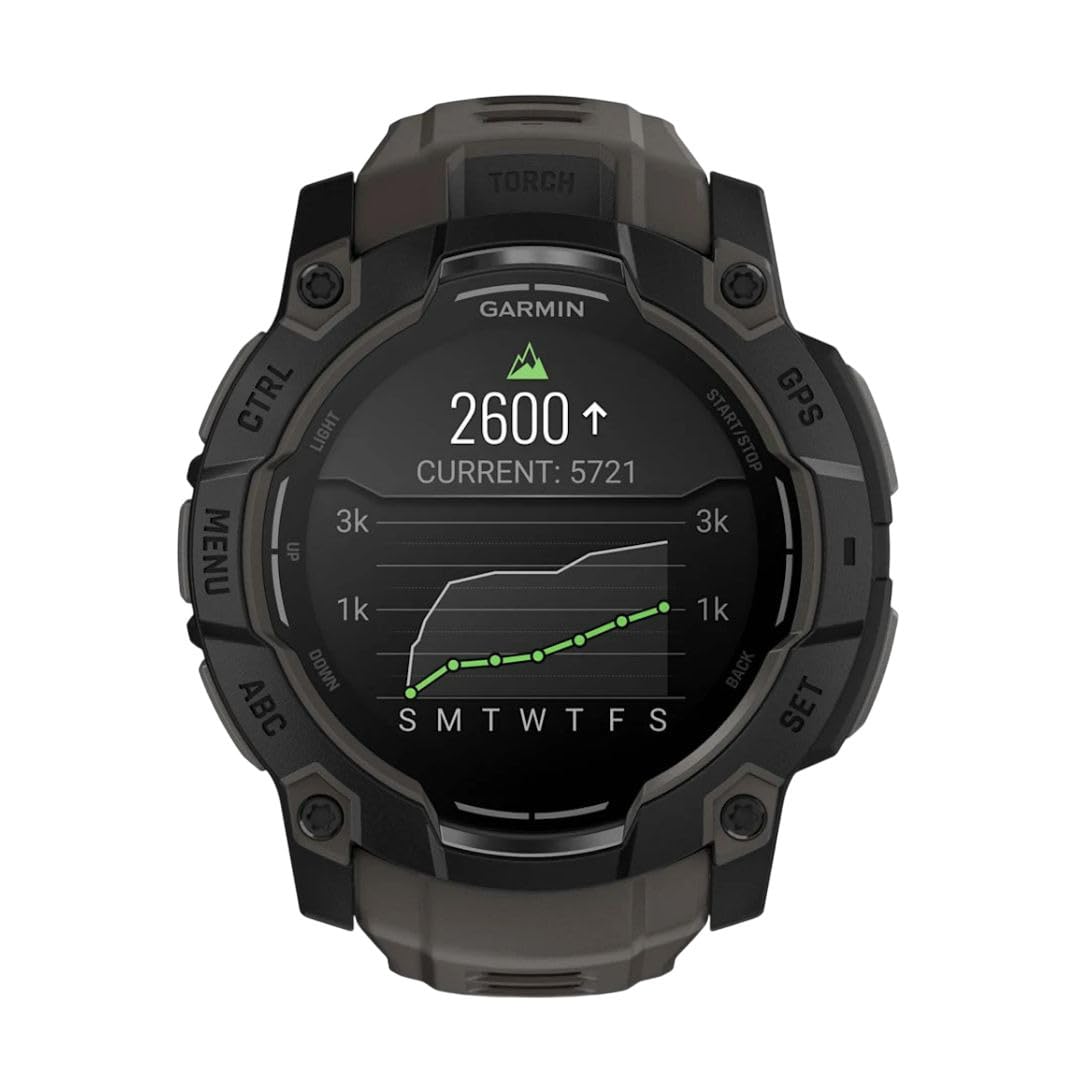 Garmin Instinct® 3 50mm, AMOLED Display, Rugged Outdoor GPS Smartwatch, Metal-Reinforced Bezel, Built-in Flashlight, Up to 18 Days of Battery Life, Charcoal