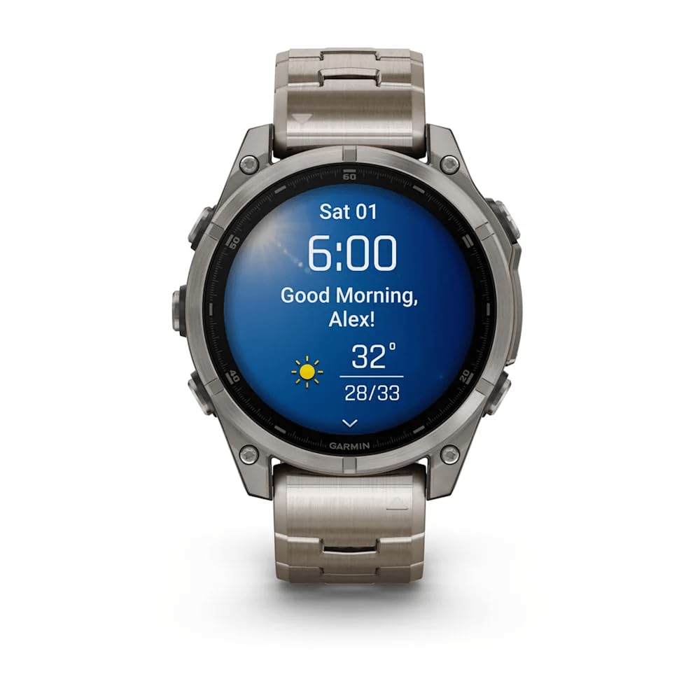 Garmin Fenix 8-47 MM, Premium Multisport GPS Smartwatch with AMOLED Display, Built in LED Flashlight,Adventure Watch, Sapphire Bare Titanium, Graphite with Titanium Band Plus Graphite Silicon Band