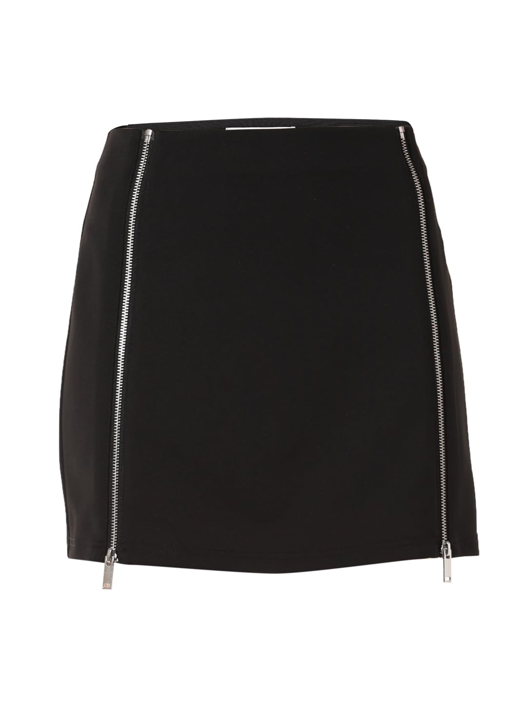 ONLY Women Solid Polyester Blend Above Knee Mid Rise Black A-line Skirt
