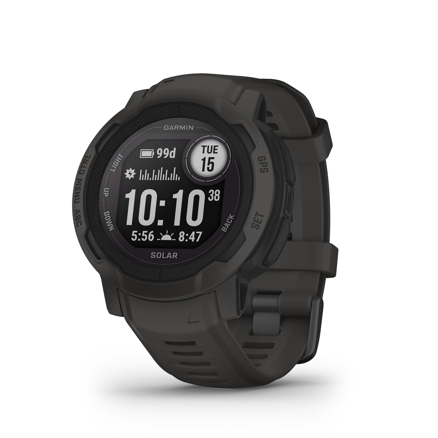 Garmin Instinct 2 Solar, Rugged GPS Smartwatch, Built-in Sports Apps and Health Monitoring, Solar Charging and Ultratough Design Features, Graphite
