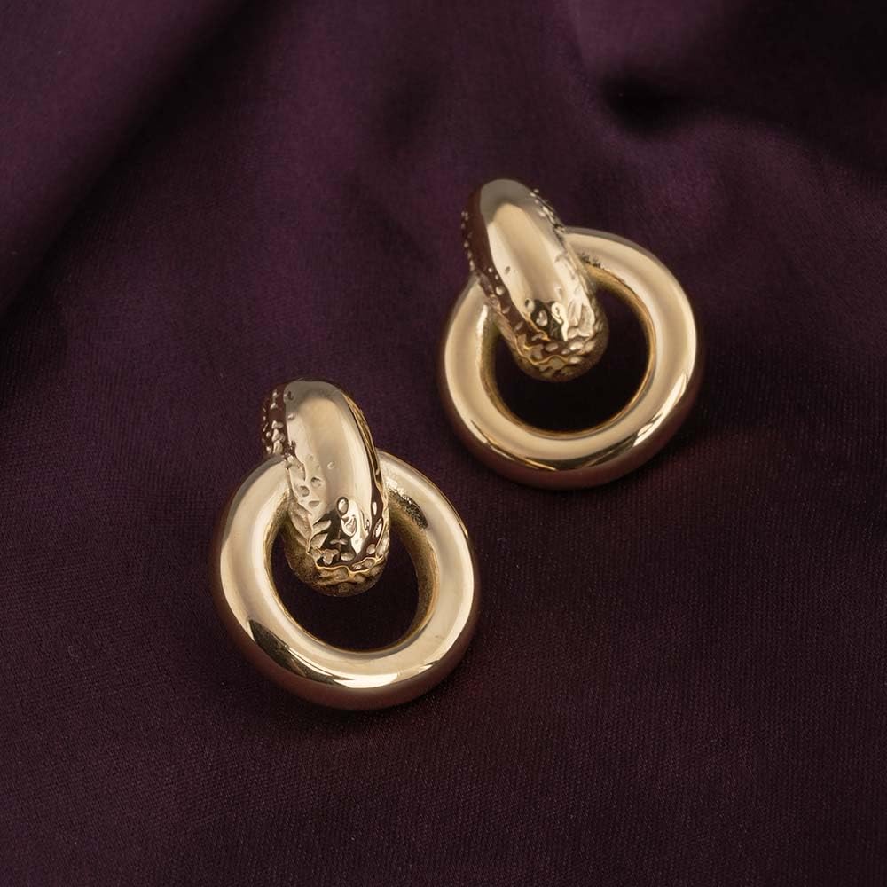 PALMONAS Gold Loop Stud Earring for Women - Gift for Girls & Women | Waterproof & Anti-Tarnish Earrings