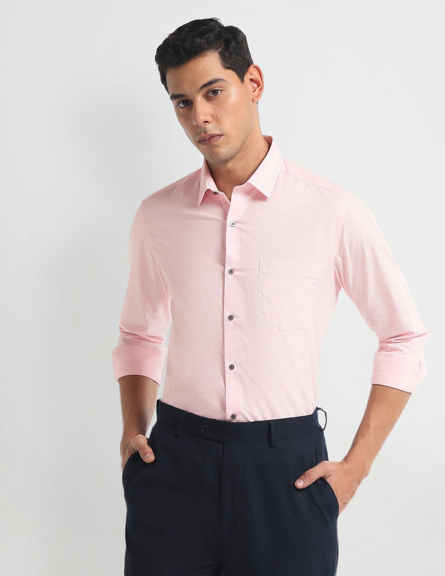 Arrow Men's Slim Fit Shirt (ARMYOSH0137_Pink