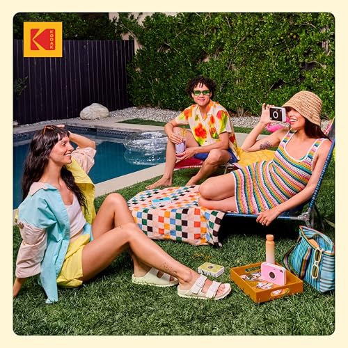 Kodak Printomatic+ Instant Camera (Gold) Prints Full-Color Photos on Zink 2x3” Sticky-Backed Photo Paper, 10MP Portable Camera with Interactive RGB LED Status Indicator, Easy & Fun