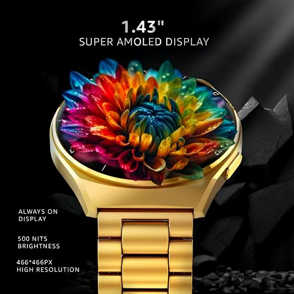 SPEEDFOX Active 2 Smart Watch with 2 Series | Metal Dial with Metal Strap | Bluetooth 4.0 +5.0 Dual Mode | LCD 1.3 Inch | Clip Charge Mode | BT Calling Smartwatch (Gold Strap) (Pack of 1)