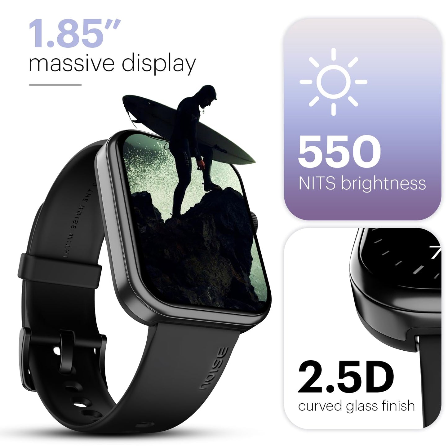 Noise Pulse 2 Max 1.85" Display, Bluetooth Calling Smart Watch, 10 Days Battery, 550 NITS Brightness, Smart DND, 100 Sports Modes, Smartwatch for Men and Women (Rose Pink)