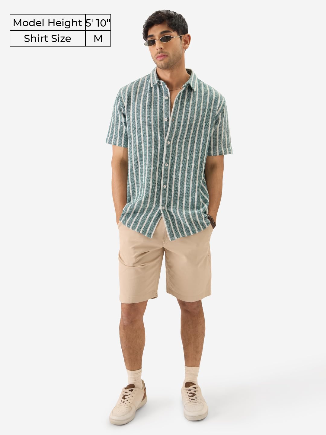 The Souled Store TSS Originals: Stripes Green Printed Men and Boys Collared Long Sleeve Button Down Regular Fit Shirts Shirts Casual Button-Down Half Sleeve Printed Graphic Short Sleeve Casual