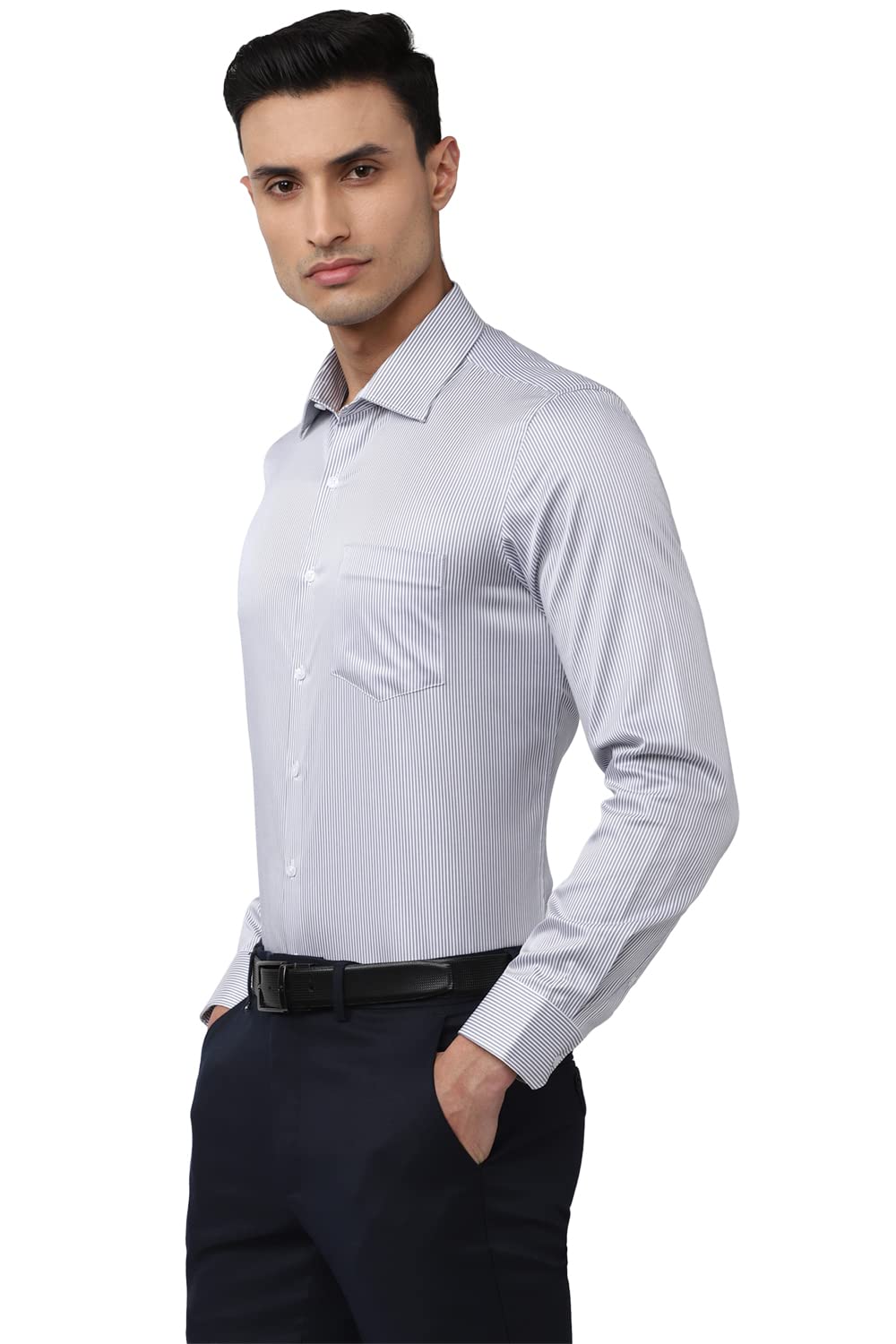 Van Heusen Men's Slim Fit Shirt (VHSFBSLBQ11445_Grey