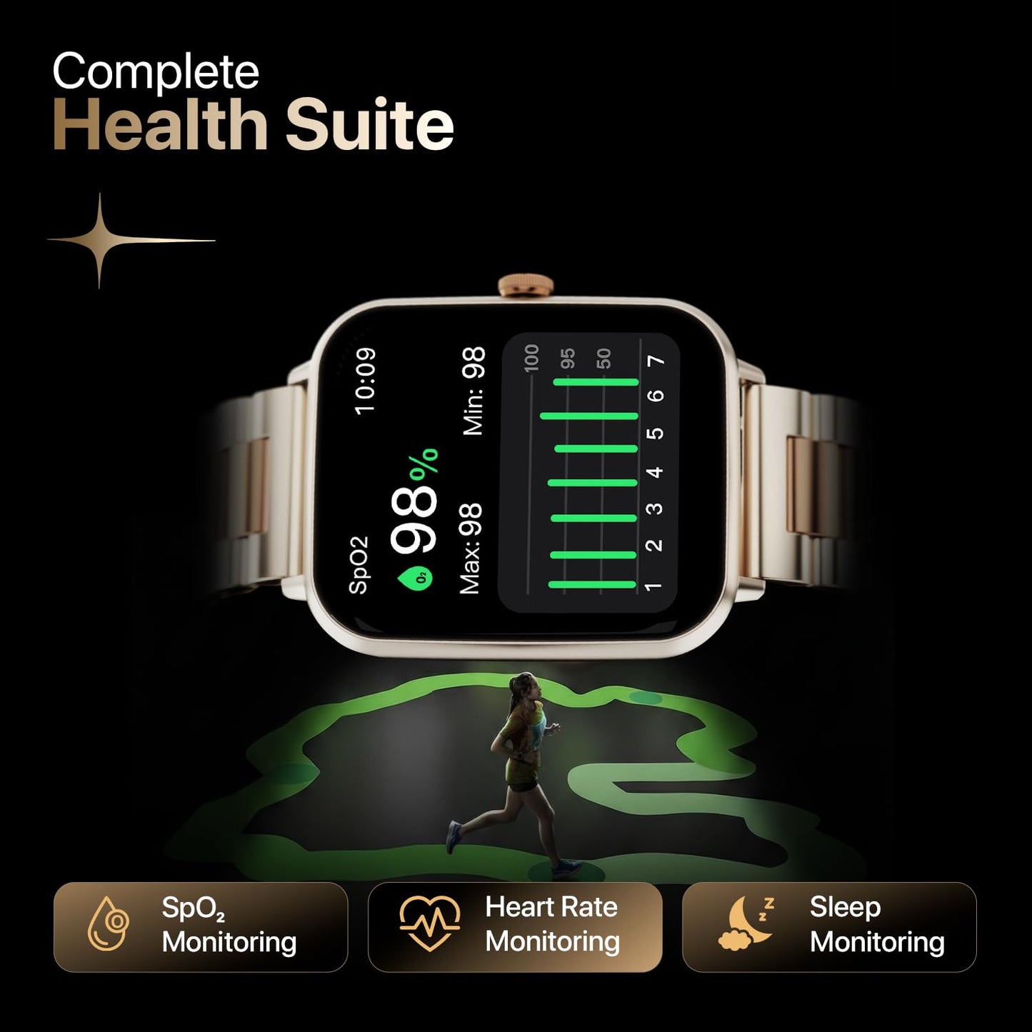Fire-Boltt Ninja Blaze Smart Watch, Stainless Steel Strap & Steel Body, 1.83” Display Bluetooth Calling Built-in Mic & Speaker, 120+ Sports Modes, Smartwatch for Man and Woman Rose Quartz