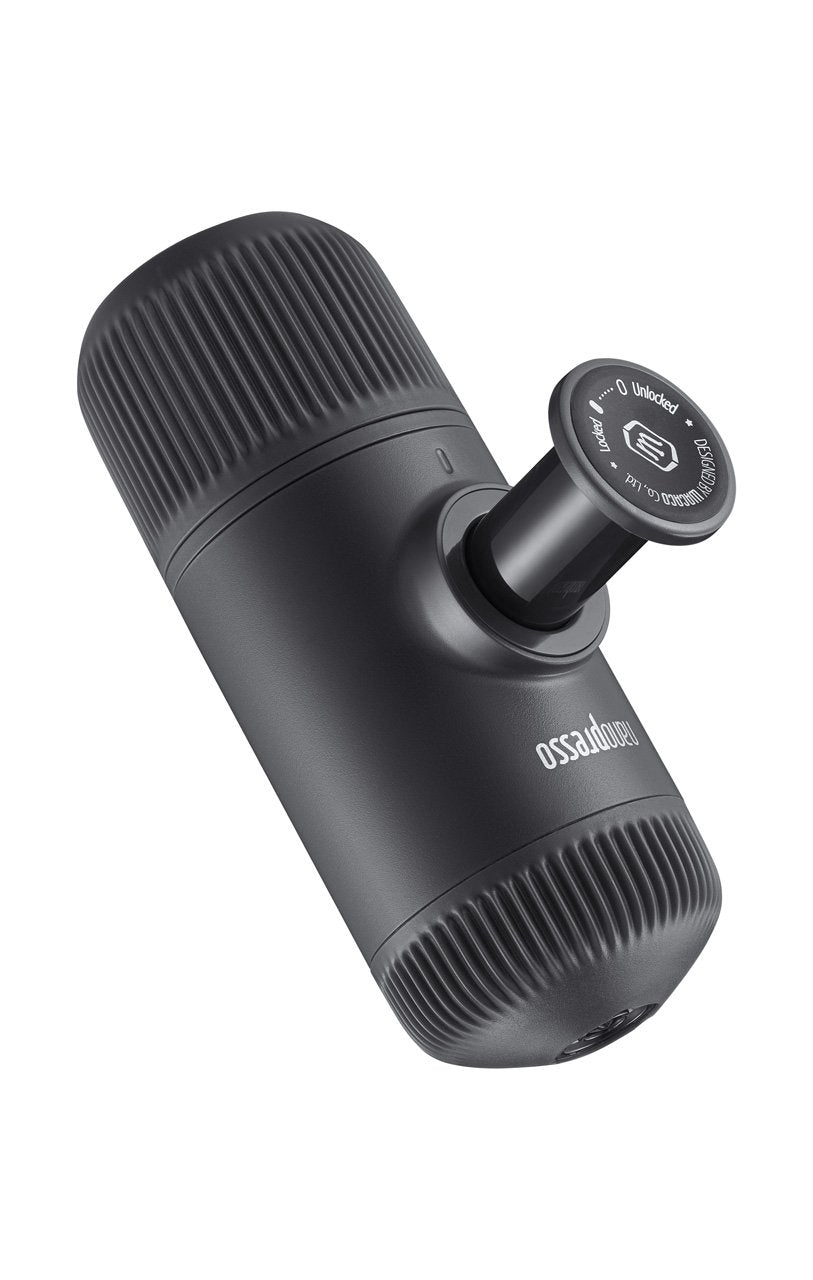 Wacaco Nanopresso Manually operated Mini Portable Espresso Maker- With Adapter-Extra Small Coffee machines for Travel, Camping, Office-Black