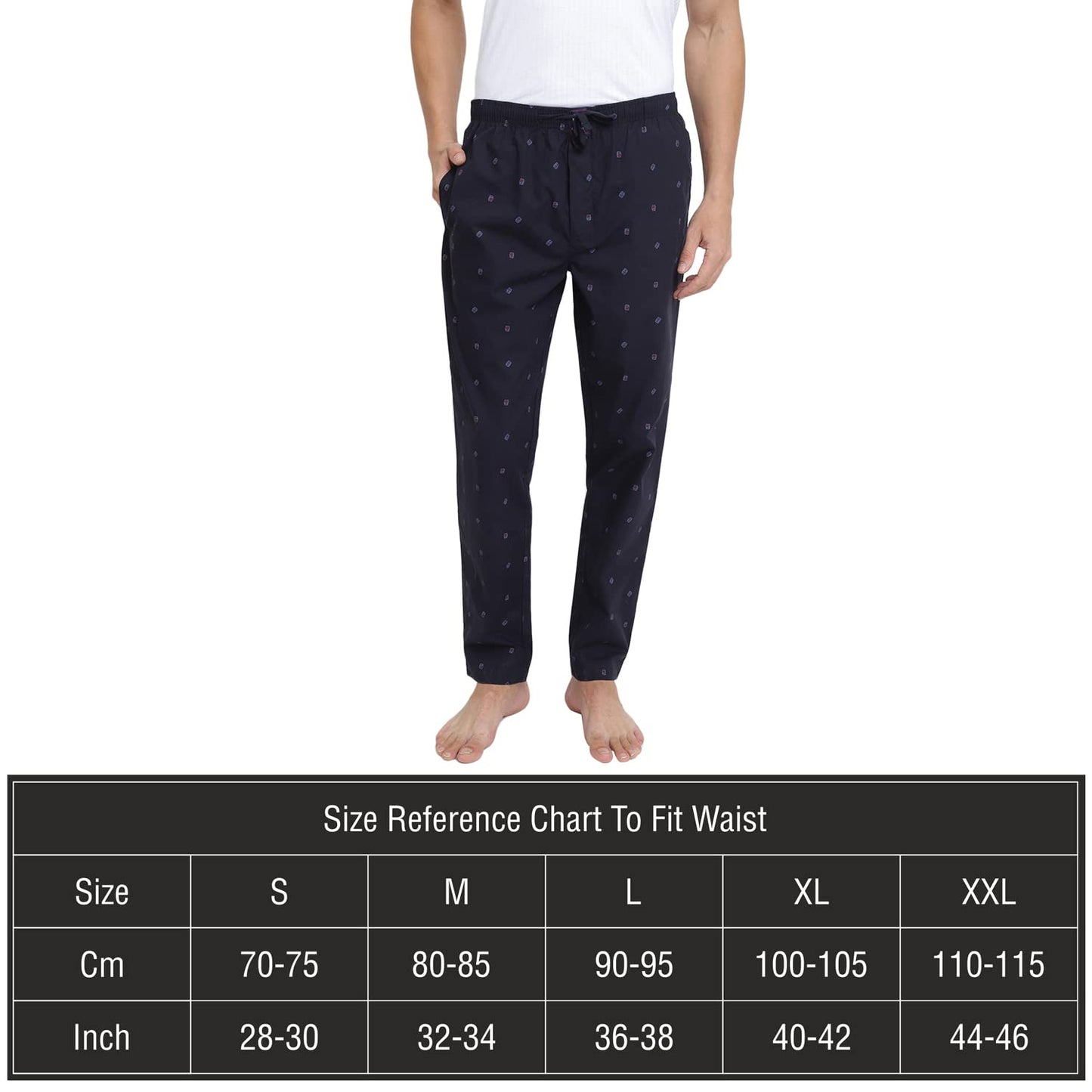 Van Heusen Men Sport Varsity Inspired Pyjamas - 100% Combed Cotton - Drawstring Waist, Allover Print_70012_Navy AOP01_XL