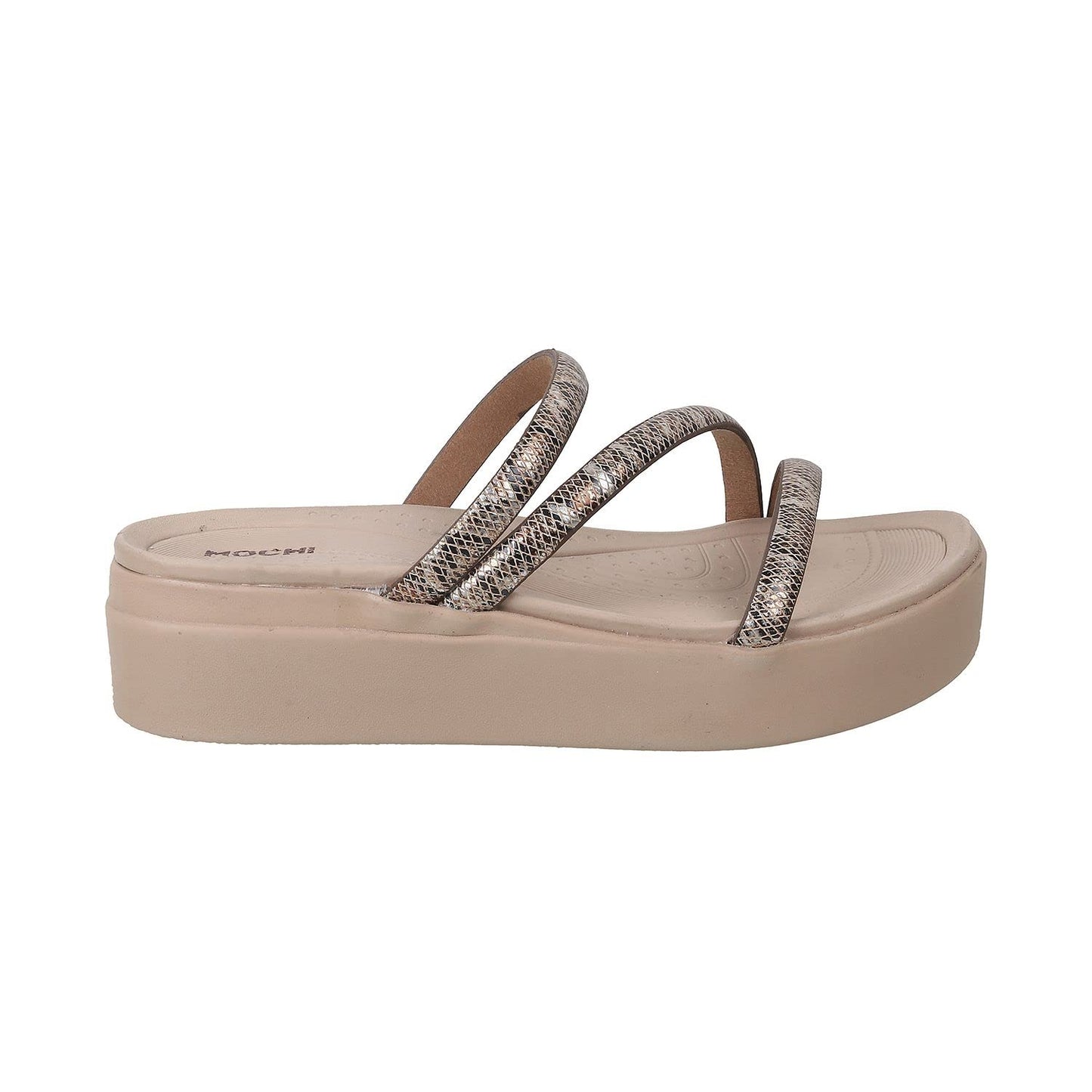 Mochi Women Beige Wedge Heel Comfort Sandal UK/5 EU/38 (34-97)