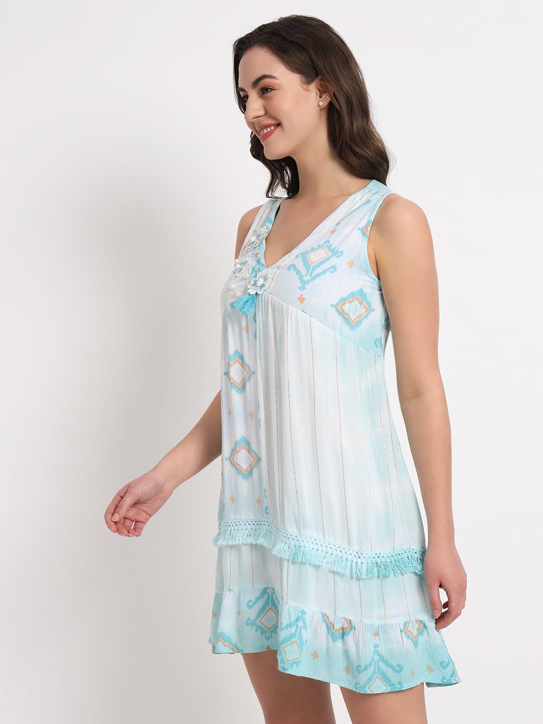 veldress21 Women Dress Short Stylish Beachwear Casual Summer Dress Trendy Collage Regular,Office Collage Wear Multicolor for Girls (L)