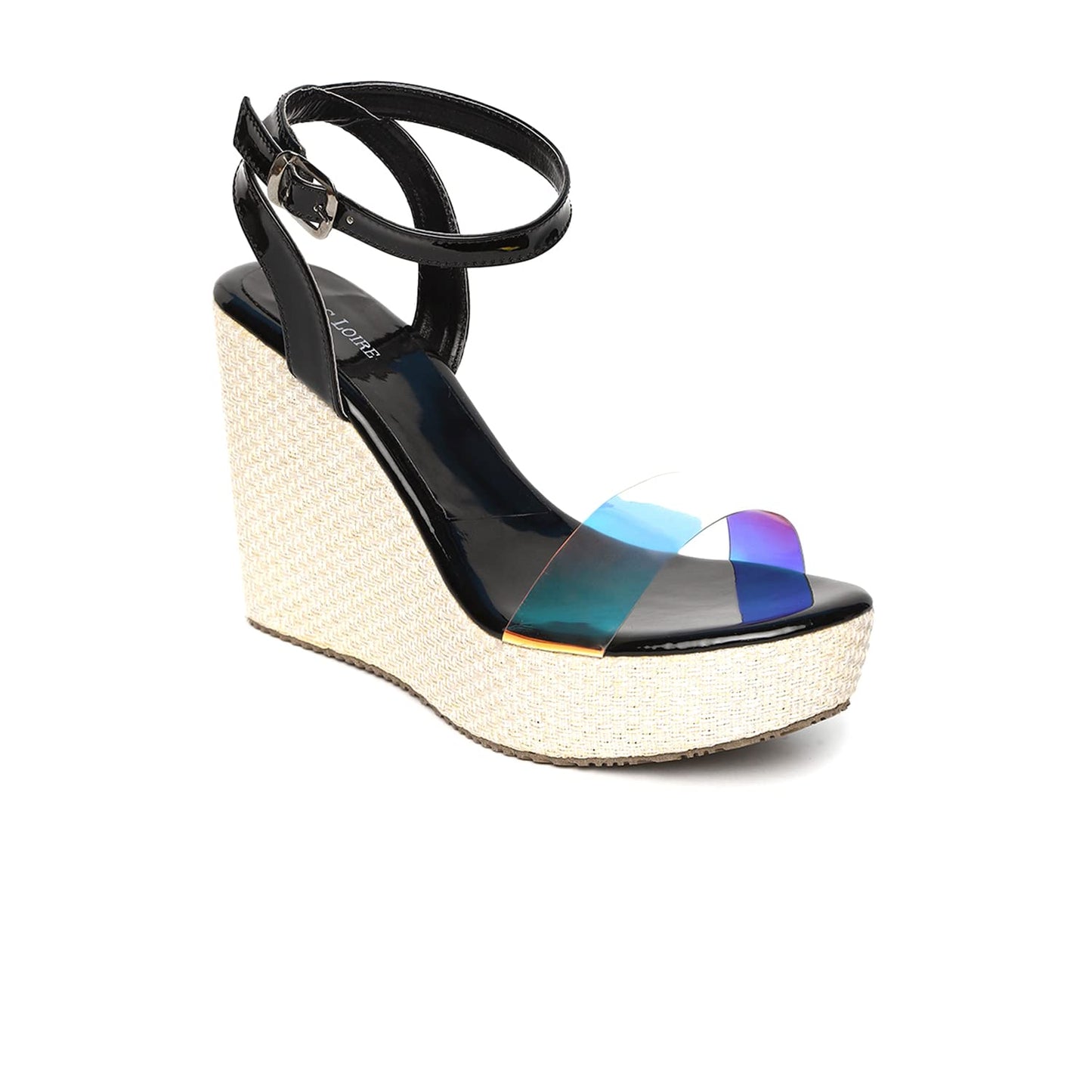 Marc Loire Women's Pair of Black Platform Wedges High Heel Fashion Sandal, UK 7