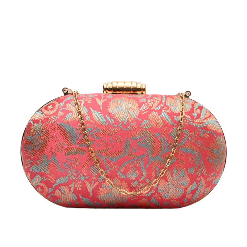 Artklim Pink-White Elongated Oval Clutch