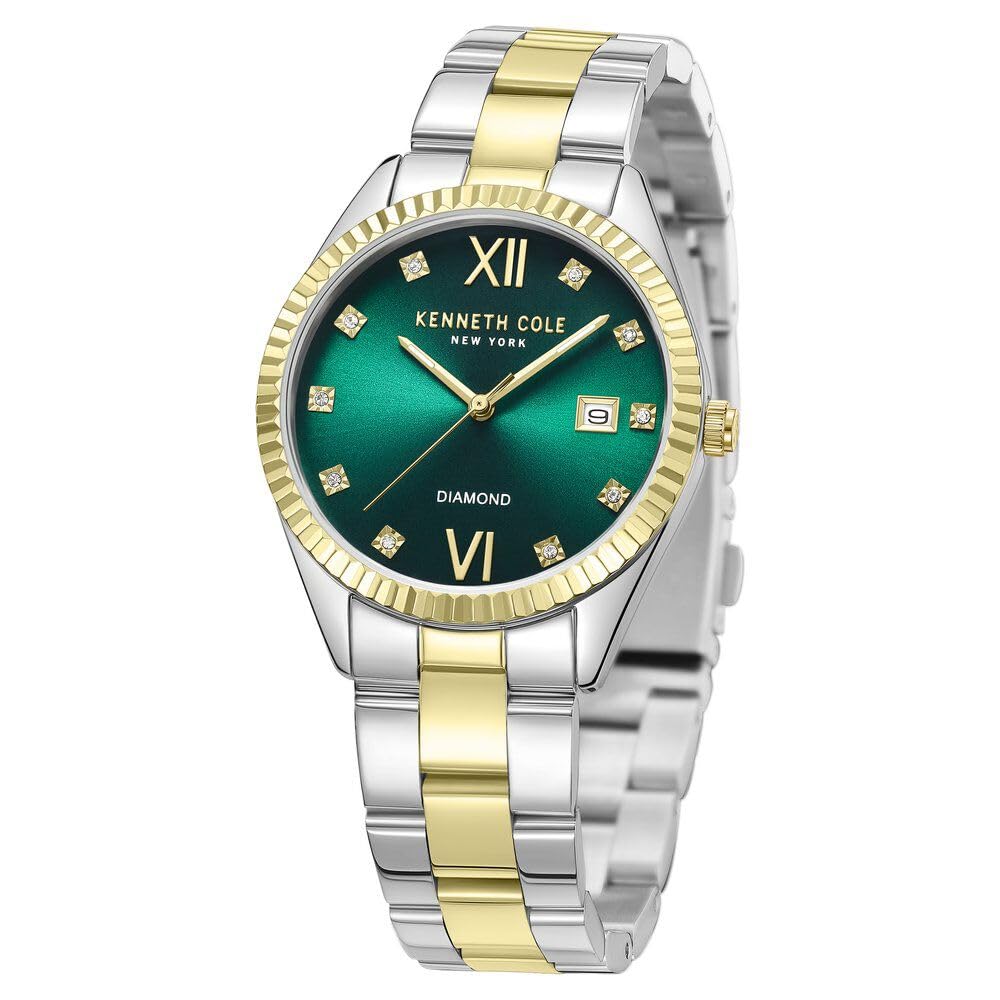 Kenneth Cole Quartz Analog Green dial Stainless Steel Strap Watch for Women-KCWLH0026903LD