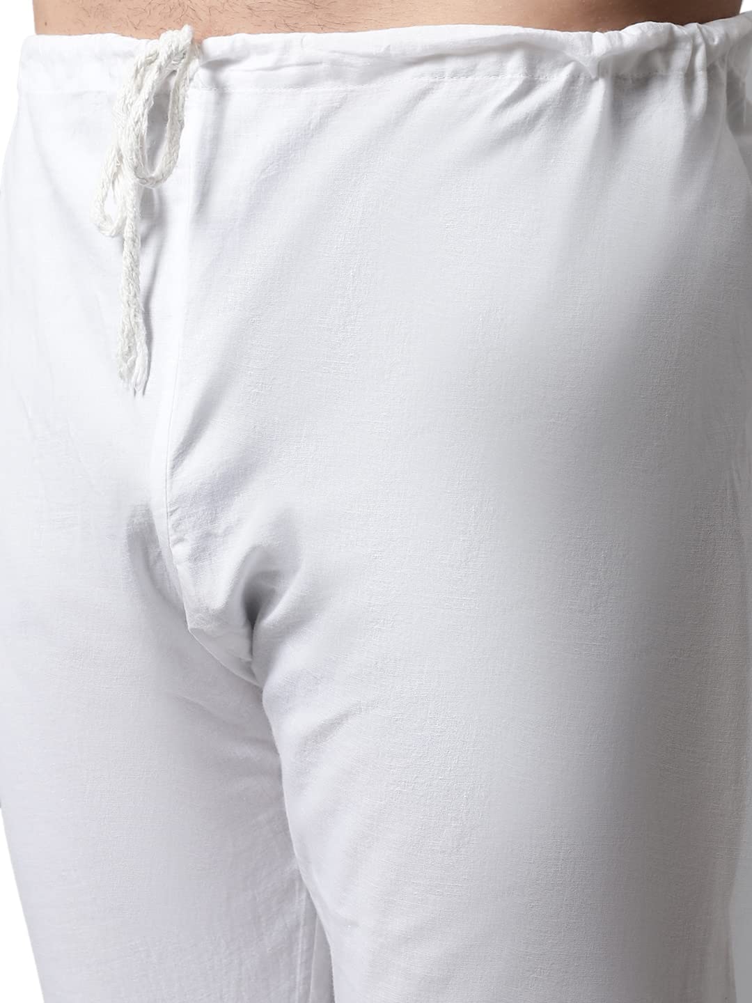 Jompers Men White Embroidered Pure Cotton Kurta with Pyjamas (White, S)
