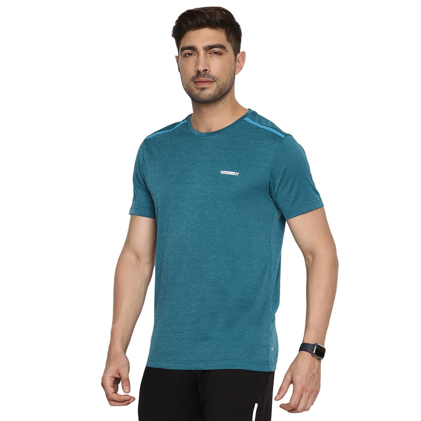 Van Heusen Performance Men's Regular Fit T-Shirt - 100% Polyester - Swift Dry, Crew Neck, Shoulder Bonding_61005_Seabird Green_L