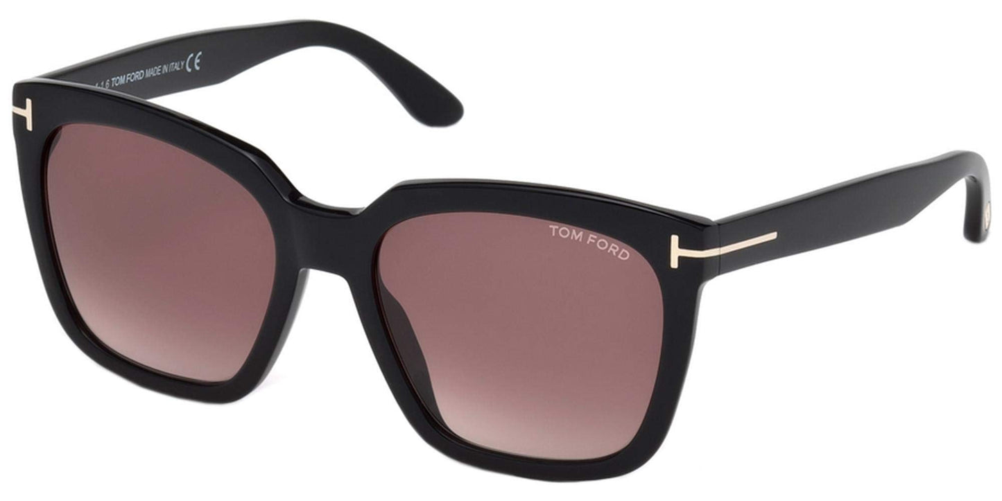 Tom Ford 0502 01T Shiny Black Amarra Square Sunglasses Lens Category 3 Size 55m