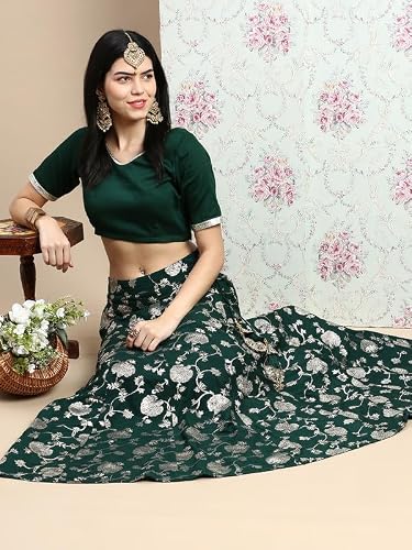 De Moza Women Skirt Woven Bottom Embroidery Polyester Deep Green