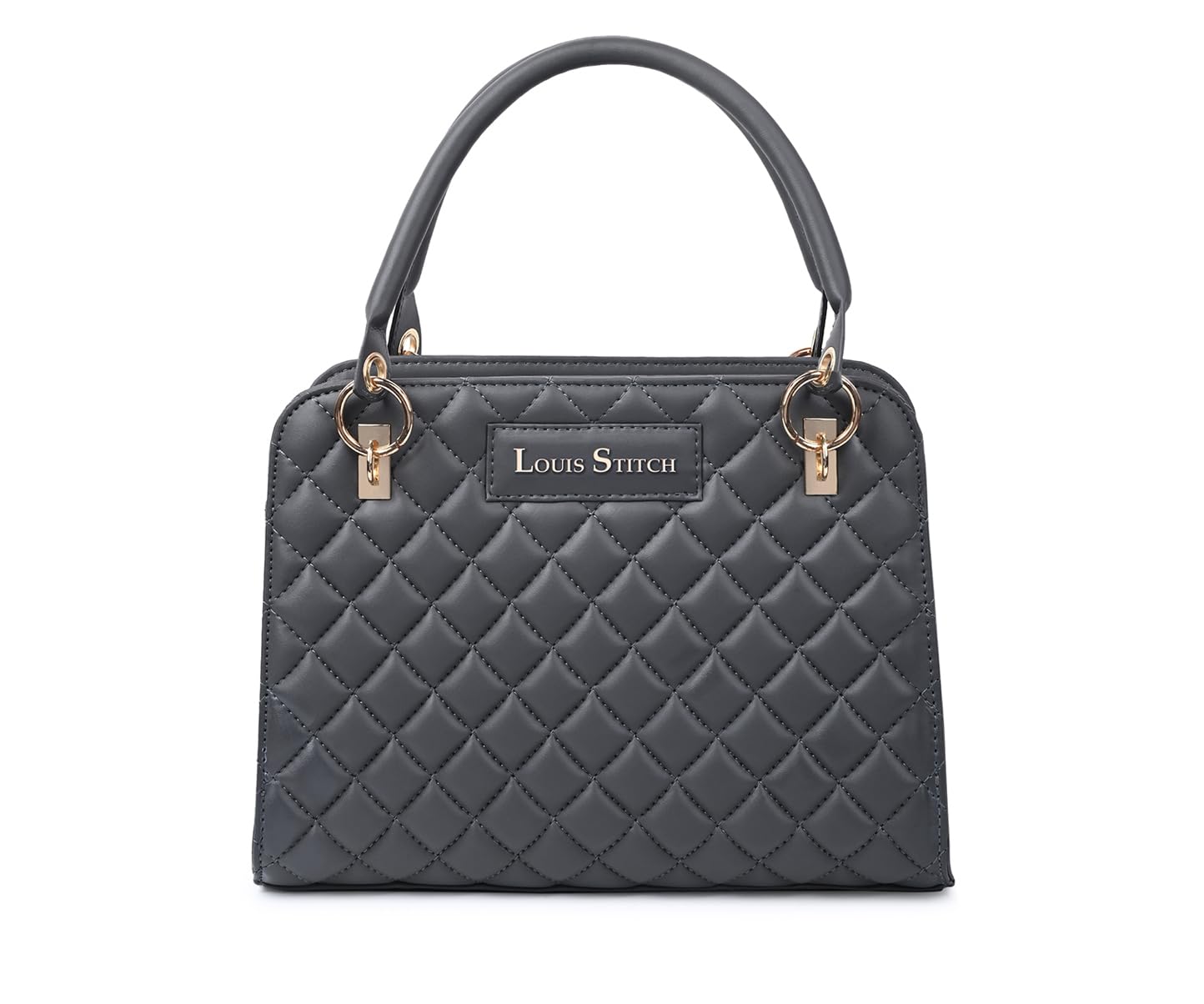 LOUIS STITCH Dark Grey Shoulder Bag for Women | Stylish Satchel Handbag Purse for Ladies with Zip Closure | LDB-03-CUFLDG