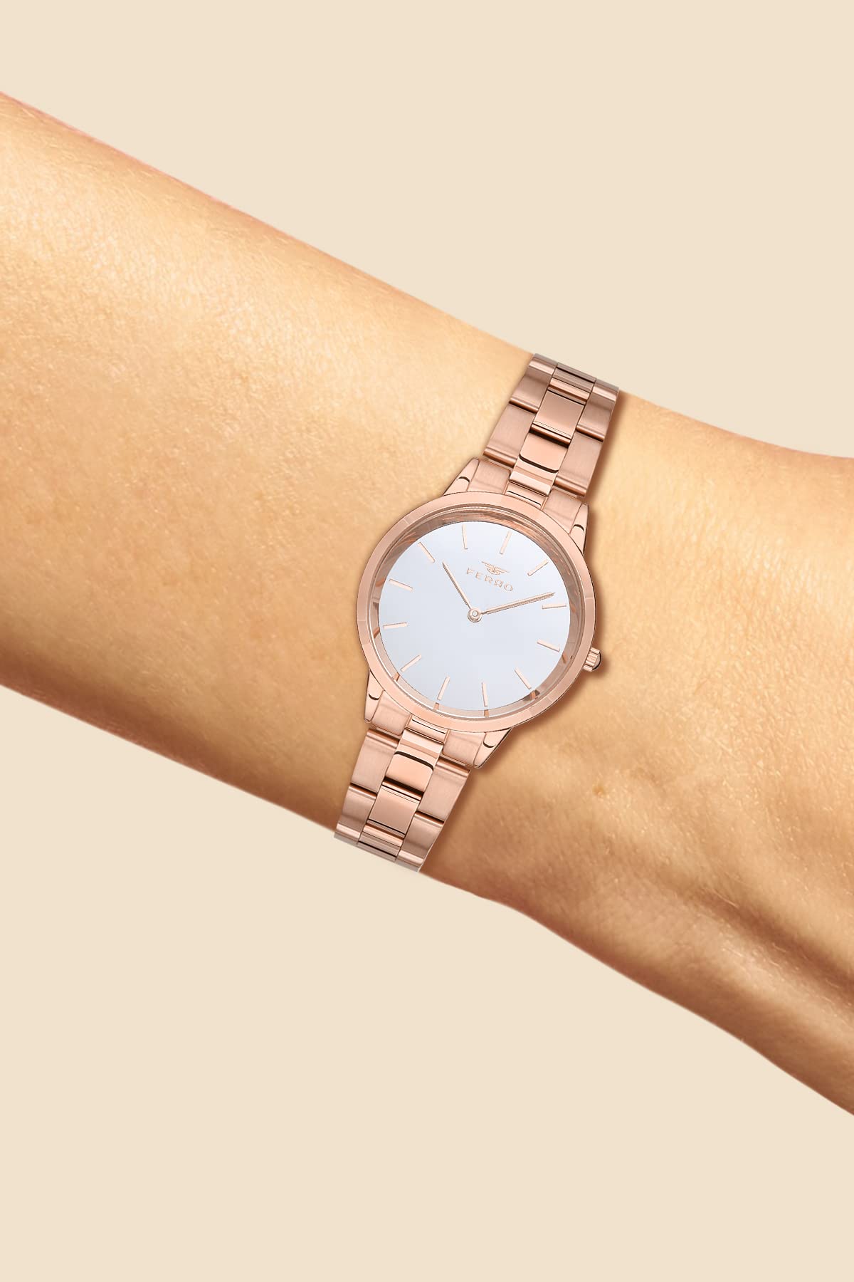 Ferro Analog Silver Dial Women's Watch-F21124A-C