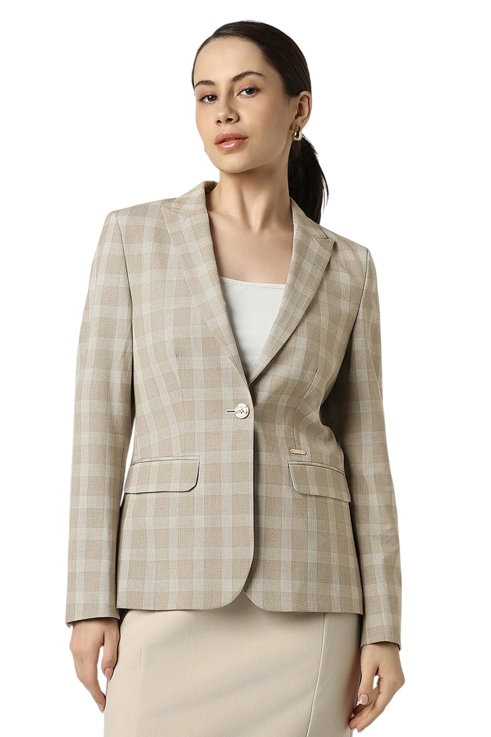 Van Heusen Women's Blazer (VWBZFRGFX92911_Beige