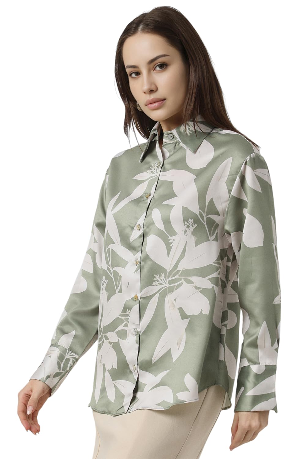 Van Heusen Women's Regular Fit Shirt (VWSFFRGFP85790_Green