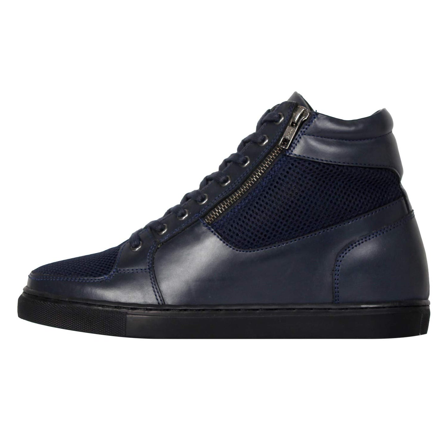 Celby Navy Blue Side Zip Sneakers with Hidden HeelStylish, Comfortable, and Durable Footwear for Everyday Wear