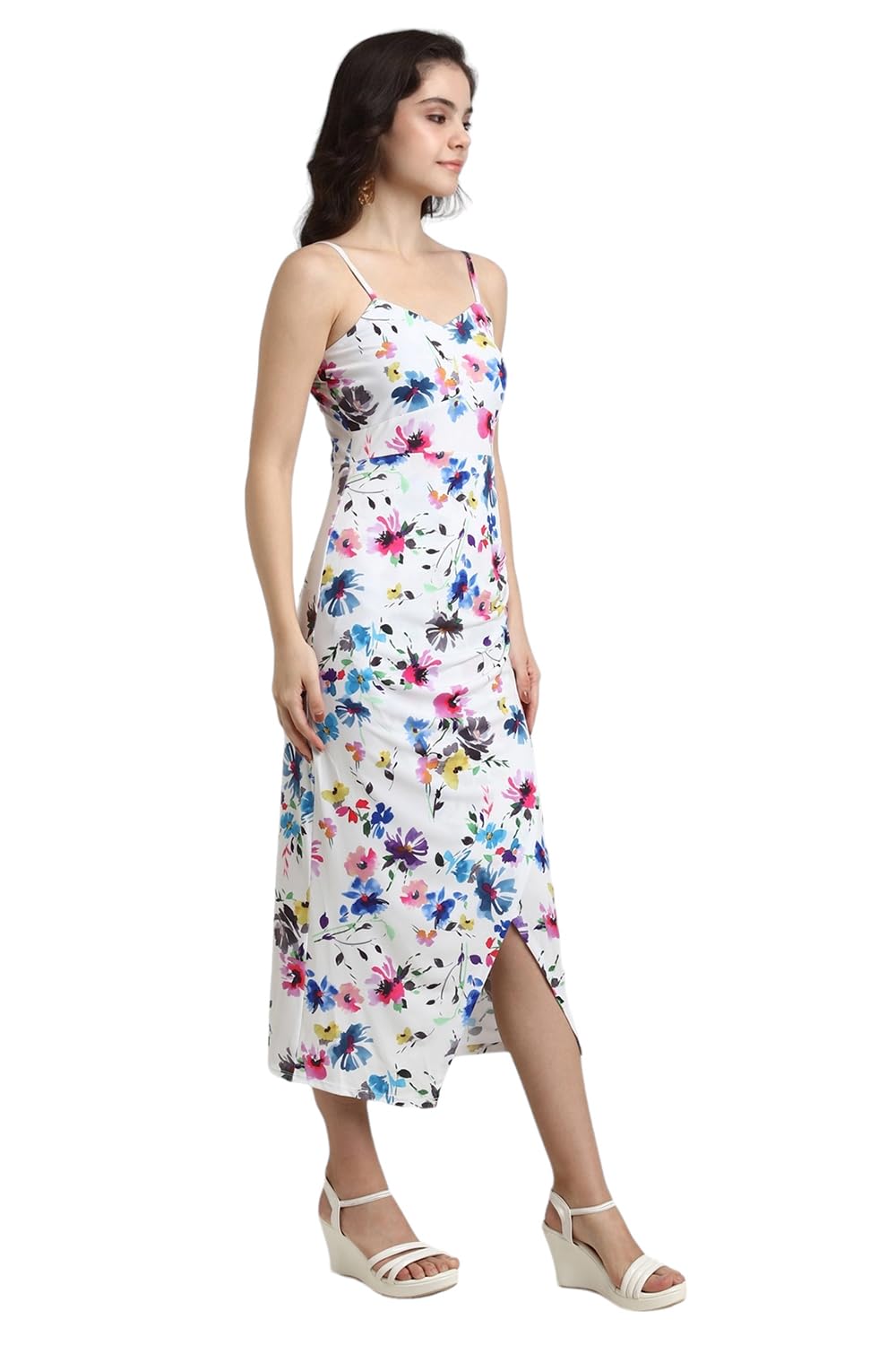 FOREVER 21 Women's Polyester Classic Maxi Dress (FWS24CDRF0142_White