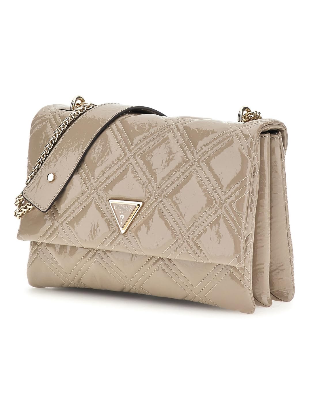 GUESS Women's Beige Quilted Crossbody Bag| Ladies Purse Handbags | Gift For Ladies