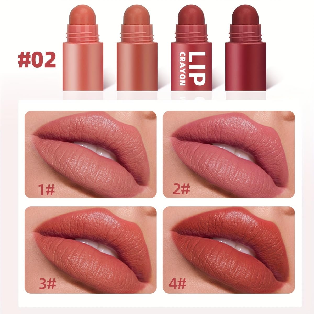 GEGE BEAR L'Amour 4-in-1 Velvet Matte Lipstick Crayon – Compact Design, Vibrant Shades, Long-Lasting & Smooth Application (SET 02, PACK OF 1)