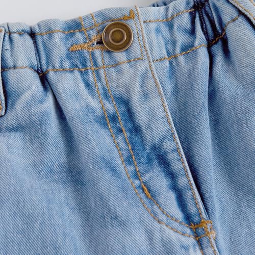 Hopscotch Girls Floral Embroidered Denim Wide Leg Jeans in Blue Color for Age (2-3 Years)