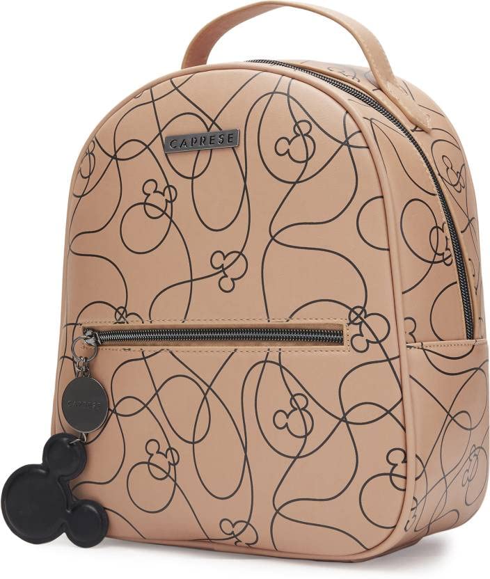 Caprese Women's PU Printed Pattern Vinci Backpack (Beige, Medium)