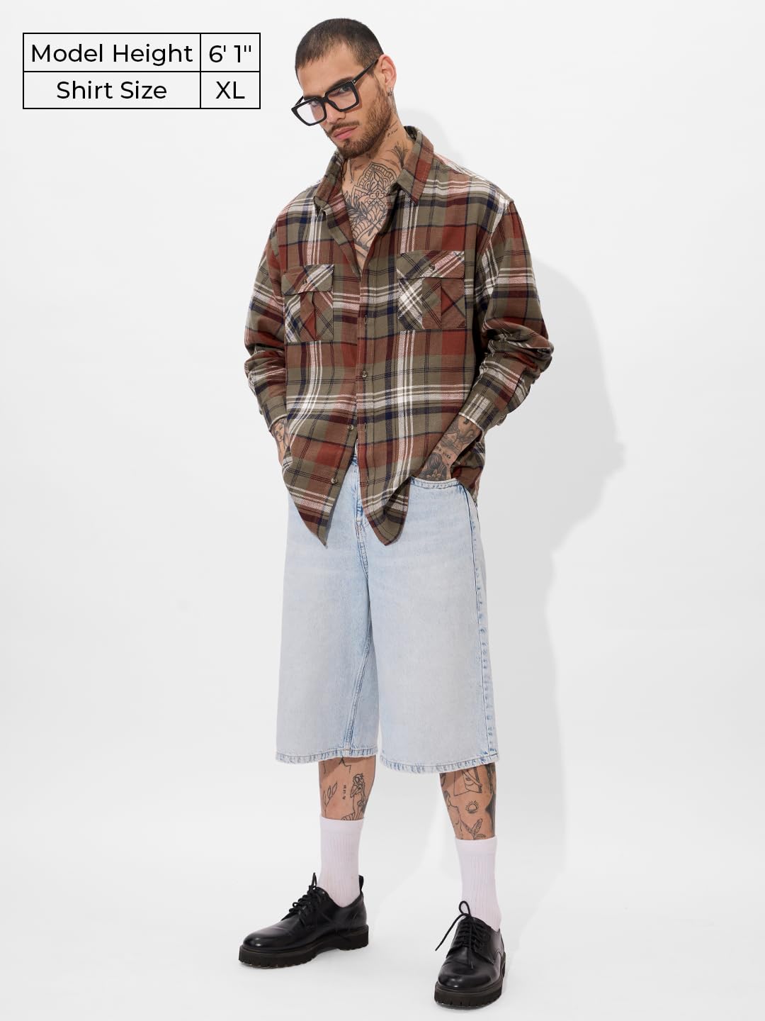 The Souled Store Plaid Originals: Brown, Rust, Black Men and Boys Long Sleeve Collared Neck Regular Fit Cotton Button Down Utility Shirt