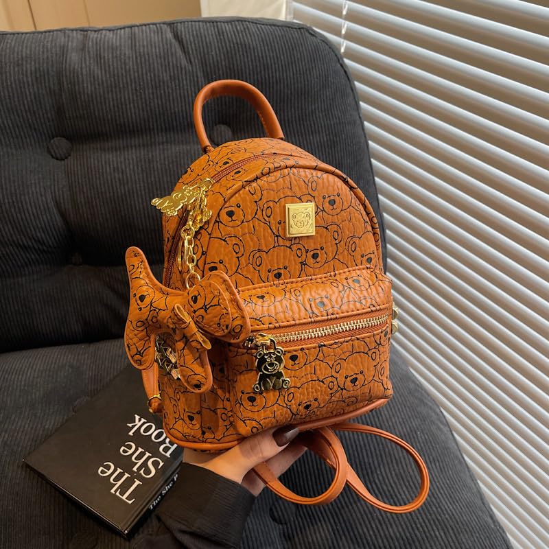 FIERRE SHANN® Cute Bear Print Backpack | Fashionable & Versatile Shoulder Bag for College Students