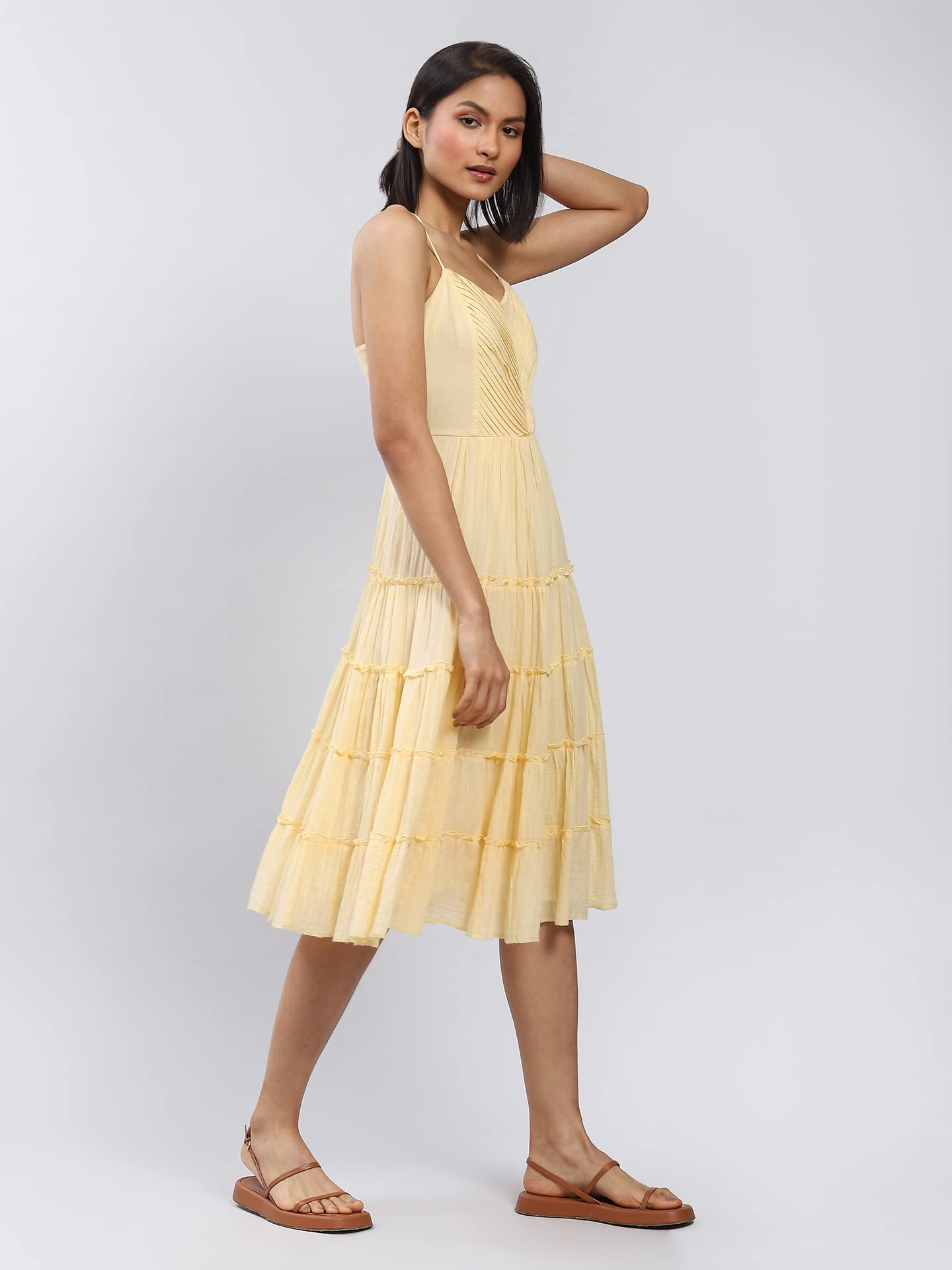 Label RITU KUMAR Strappy Solid Long Dress Yellow