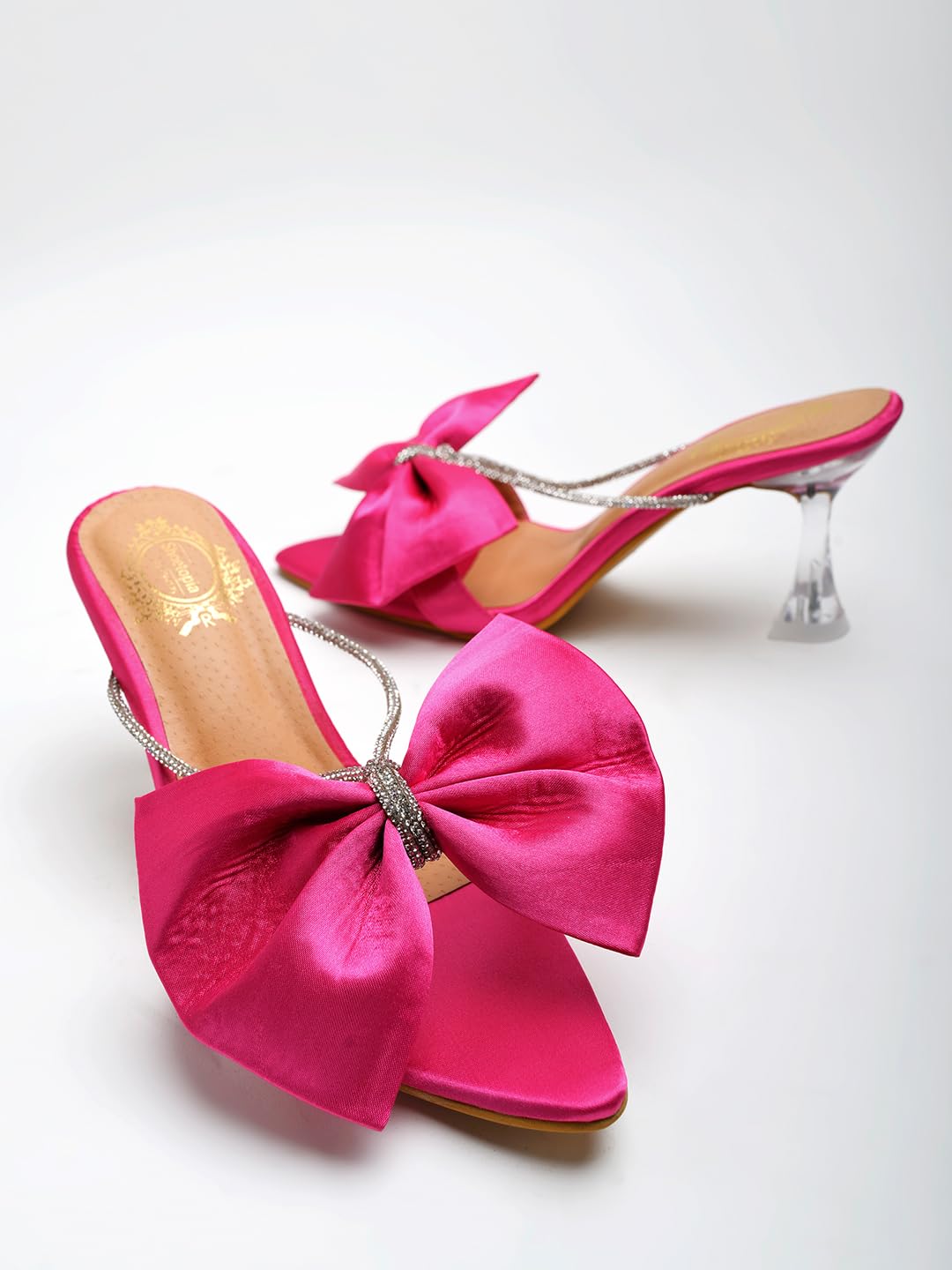 Do Bhai Stylish Western Embellished Pink Heels For Women & Girls/UK7