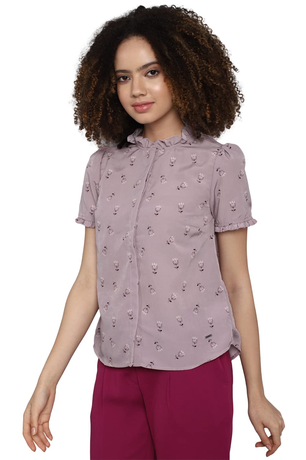 Allen Solly Women's Blouse (AHTSCRGPM56660_Purple L)