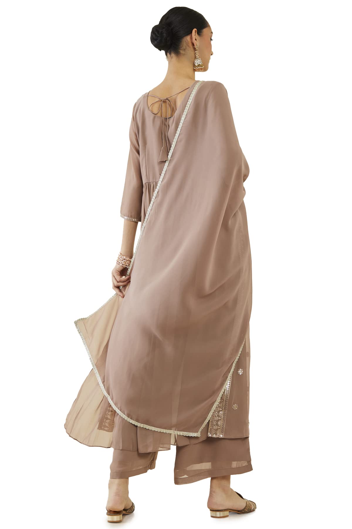 Soch Women Pink Georgette Embroidered Suit Set(Pink_L)